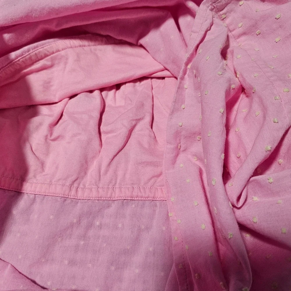 Lilly‎ Pulitzer Pink Swiss Dot Square Neck Empire Waist Blouse Tie Sleeve Size 8